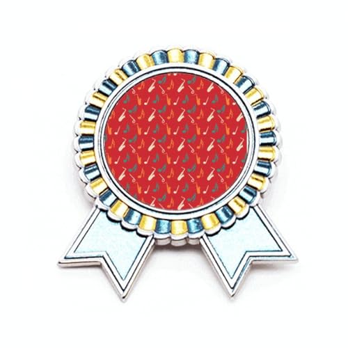 Broche notes de musique et saxophone rouge, le cadeau idéal en métal