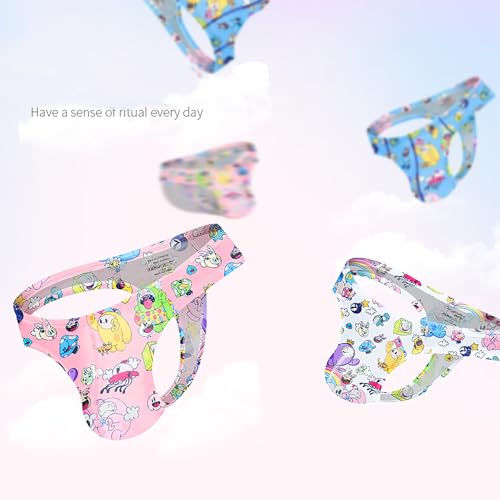 Cute Cartoon Thongs High Cross Men's G String Sexy Low Rise Graffiti Print Underwear4