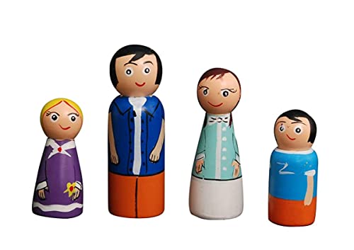 CHANNAPATNA TOYS Wooden Peg Dolls Family (3 Years+) - Pack of 4 | Pretend Play, Open Ended Toys, Waldorf Inspired, Improves Childs Imagination and Creativity (B099KRHH6N) Amazon Price History, Amazon Price Tracker