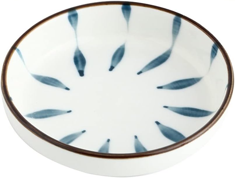 Kitchen Ceramic Mini Dish Soy Sauce Oil Vinegar Butter Dishes Dipping Bowls Appetizer Plates Hand-Painted Snack Tray 1 PCs(D)