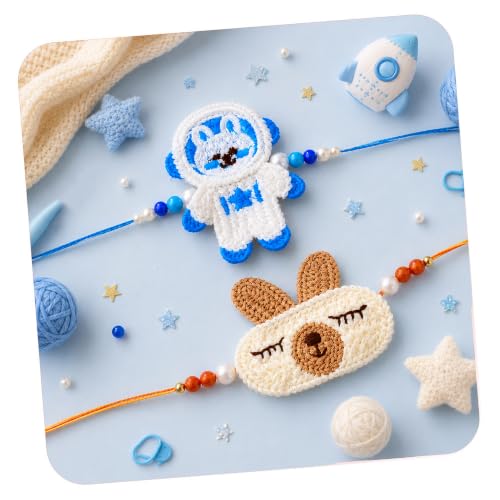 Image of CraftVatika Rakhi for Kids Baby, Handmade Crochet Rakhi for Kids Boy Girls, Eco-Friendly & Skin-Safe for Baby Boys & Girls, Soft Woolen for Raksha Bandhan, Safe for Toddlers