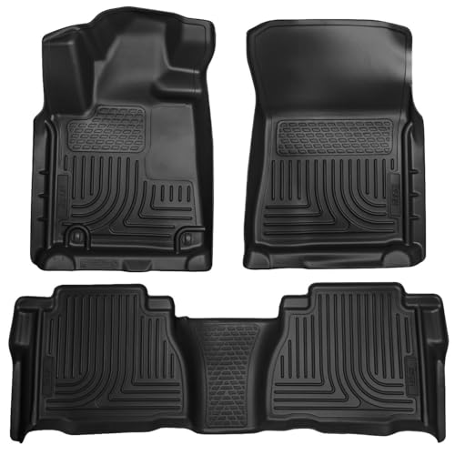 Husky Liners Weatherbeater Floor Mats | Fits 2007-2011 Toyota Tundra CREWMAX & Double CAB ONLY (Footwell Coverage) | Front & 2nd Row 3-pc Black - 98581