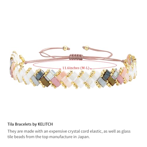 Image of KELITCH Colorful Tila Beaded Bracelets Women Strand Friendship Bracelet Handmade New Link Cuff Bracelets