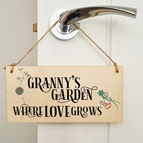 The Plum Penguin Handmade Wooden Hanging Wall Plaque Granny's Garden Where Love Grows Decorative Sign for Grandparents - Image 4