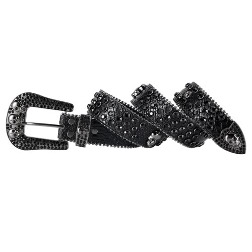 Skull Rhinestone Belts for Men Women Bling Studded Belt With Metal Buckle Western Cowboy Punk Belt For Jeans Pants Jacket3