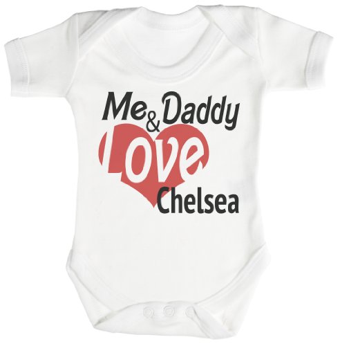 TRS - Me & Daddy Love Chelsea Body bébé - Cadeaux de bébé 3-6 Mois Blanc