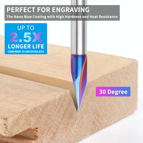 EANOSIC 5-Piece CNC V-Groove Bit Set