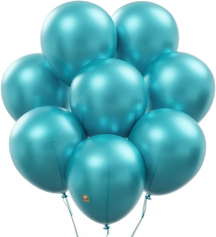 AFTERLOON - Mini globos biodegradables, 100 unidades, azul turquesa perlado (Tiffany) de 5 pulgadas, flotador de látex extra fuerte grueso nacarado,