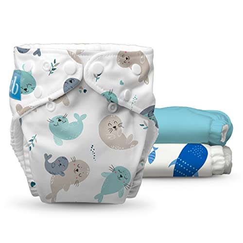 Image of Charlie Banana Cloth Diapers, Reusable, Washable, Adjustable One Size Diaper, for Babies and Toddlers, with Absorbent Inserts - Sealy Seas, 3 Pack