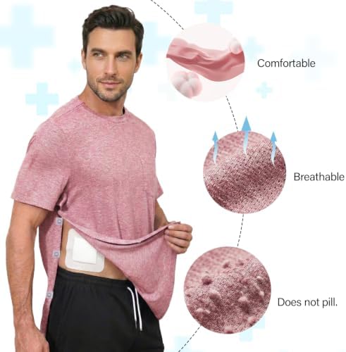 Post Shoulder Surgery Shirt & Clothing for Women & Men with Magnetic Button Tear Away Recovery Top Rotator Cuff Surgery Tee Blue M — view 3