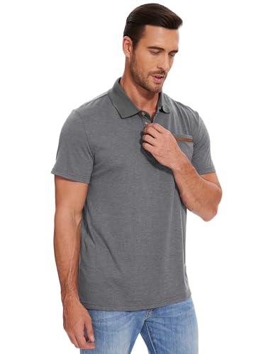 Men's Casual Polo Shirts Classic Button Basic Short Sleeve Shirt Solid Color Tees Golf Stylish Tops,Sizes S-4x2