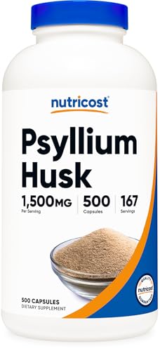 Nutricost Psyllium Husk 1500mg Per Serving, 500 Capsules - Non-GMO & Gluten Free