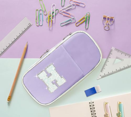 Image of Janhavi Initial Large Capacity Premium Oxford Cute Aesthetic Pencil Case Pouch Bag Special School Supplies Colored Stationery Organizer Gifts for Girls, Women, Adults