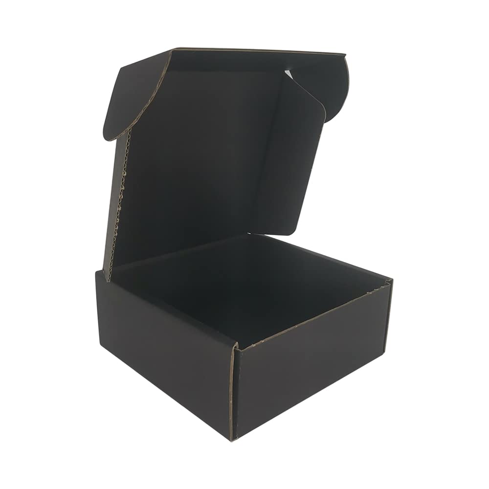 ROTCH 50 Pack 5x5x2'' Small Shipping Boxes, Cardboard Corrugated Mailers, Black (M552-E-B)