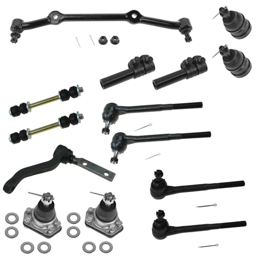 TRQ Front Steering & Suspension Kit Ball Joint Center Link Idler Arm & Bracket Assembly Sway Bar Stabilizer Link Tie Rod Tie Rod Adjusting Sleeve Compatible with Chevrolet GMC