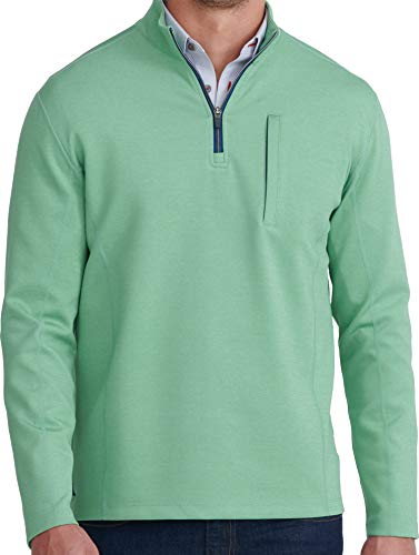 UNTUCKit Ron Santefe  Men's Sweatshirt Long Sleeve Quarter Zip Pullover Golf Jacket Green Large-Regular Fit