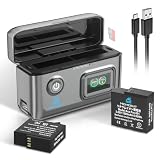 Homesuit Insta360 Ace Pro 2/Insta360 Ace Pro/Insta360 Ace 互換 バッテリー 1800ｍAh 2枚 & 15W LCD充電器セットチャージ 2台同時充電/LCD数字表示/PD15W 高速充電/USB-C 充電ポート/SDカード収納付き For Insta360 Ace、Ace Pro、 Ace Pro 2カメラバッテリーに対応