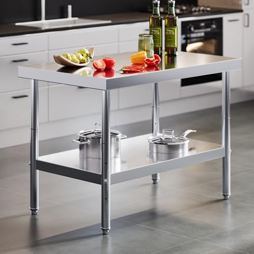 Albott 30x48in Stainless Steel Table, Kitchen Prep Table with Adjustable Undershelf, NSF Certified Metal Surface for Home Kitchen, Restaurant, Hotel, and Garage