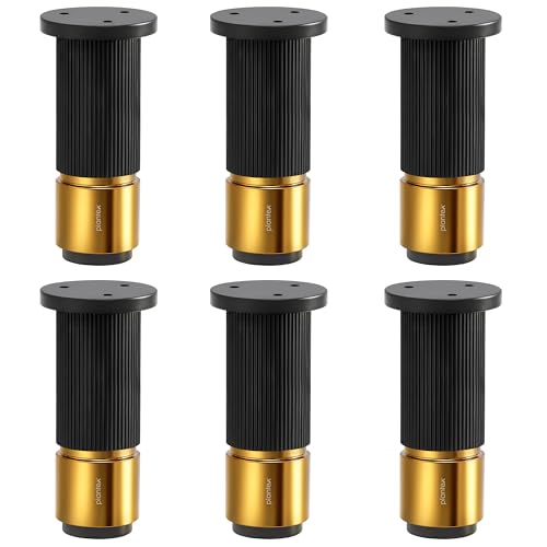 Image of Plantex 4 Inch Sofa Leg for Bed Furniture /Aluminium Sofa Leg for Table /Support Legs /Furniture Leg - Pair of 3 (6 Piece) (DTS-77, Black & Gold)
