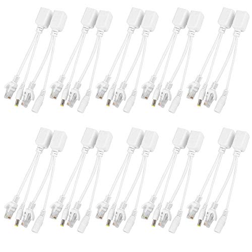 10 Pair IP Camera POE RJ45 Cable Power Over Ethernet Adapter Injector Splitter 12 V