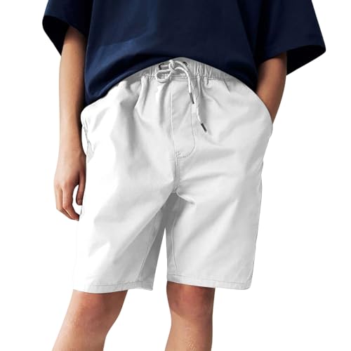 Boys Shorts Summer Kids Casual Shorts Drawstring Athletic Short Classic Elastic Waist Short Fashion WorkoutShorts White 3 Years 4 Years