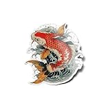 PACK AUTOCOLLANTS Stickers Carpe Japonaise Tatouage Japonais Koi Résistant Uv Eau Décoration Style Traditionnel Japonais Poisson Marin Pour Ordinateur Bouteille et Voiture Déco exterieur 8cm