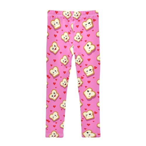 Girls Leggings Size 4T Cartoon Toast Heart Soft Stretchy Pants Breathable Girl Clothes for Workout School2