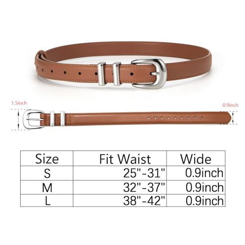 Genuine Leather belts for Women, Fashion Waist Belt for Jeans Pants Dresses with Gold Buckle, Casual Belt4