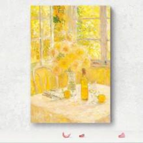 Impression sur toile de qualité supérieure fleur jaune décoration avec cadre inséré