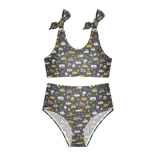 Cute Cars Pattern Girls Two Piece Tankini Swimsuits Summer Bathing Suit Beach Swimwear Set4