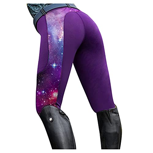 ZEELIY Femme Pantalon d'équitation Active, Culotte à Fond Silicone, Femme Pantalon D'Équitation pour Taille Haute pour Les Cavaliers Skinny Pantalon De Tir À l'arc Leggings avec Po (Mauve, S)