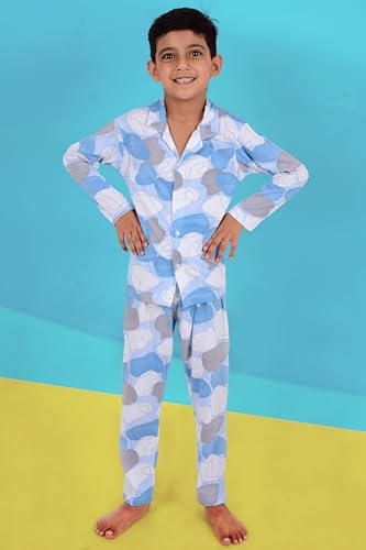 Image of 3BROS Kid's Pure Cotton Full Sleeves Night Suit /Dress for Boys /Girls Full Pajama & Top Sleep Suit Combo Set