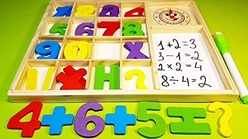 Image of PLUSPOINT Wooden Number Counting Board Learn to Calculate Number with Write N Wipe White Board Computation Study Box Educational Basic Learning Maths kit for Kids Age 3+ (Computation-C)