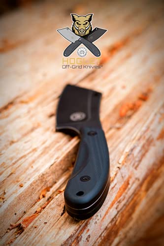 Off-Grid Knives - Hoglet Fixed Blade Cleaver Knife, G10 & Kydex Sheath W/ Belt Clip, Camping, Hunting, Hiking, Camp Kitchen (Blackout) #TOP6