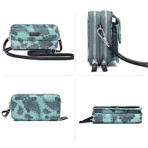 Image of Lanyani RFID Crossbody Wallet Wristlet Purse with Phone Pocket For Women Vegan Leather