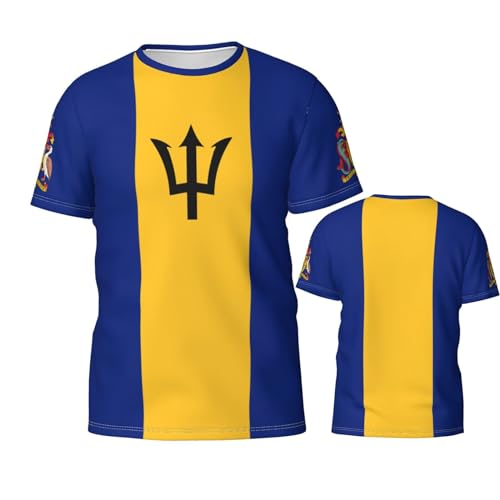 Drapeau De La Barbade T-Shirt Col Rond Hommes Short-Sleeve Sport Fitness