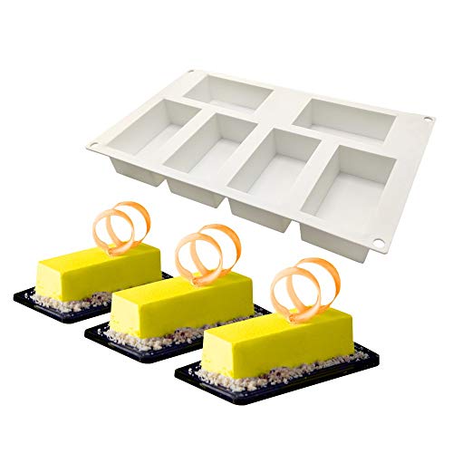Moule de Gâteau Mousse, moulessilicone gâteaux 3d pour Glace Chocolat Pâtisserie Dessert, 6Trous Forme de Rectangles