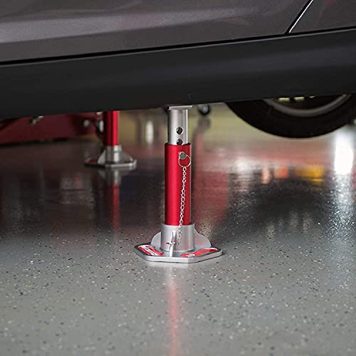 Image of Big RED T43004-1 Torin Aluminum Jack Stands with Locking Support Pins: 3 Ton (6,000 lb.) Capacity, Red /Silver, 1 Pair