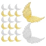 MOLUCKFU 24 Stück Teiliges Plastik Engelsflügel Mini Dekorationen für DIY Kuchenverzierung Shower Foto Requisiten Gold und Silber für Hochzeit Fest Feier