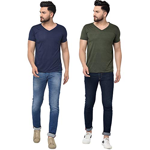 Image of JANGOBOY Men's V-Neck Cotton T-Shirt (Pack of 2)