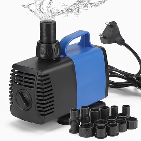 DBREAKS Pompa do oczka wodnego, filtrująca, 3500L/H, 35W, pompa strumieniowa z 5 dyszami, pompa akwariowa do fontanny, akwarium, staw, ogród wodny