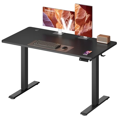 VASAGLE Electric Standing Desk, Height Adjustable Desk, Sedentary Reminder, 4 Memory Heights, for Home Office, 120 x 60 cm, Ink Black LSD312BZ01