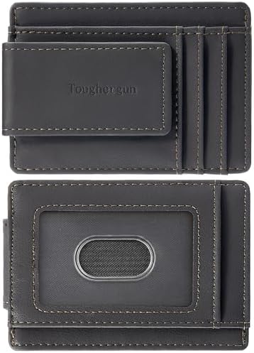Toughergun Slim Wallet for Men RFID Blocking Money Clip, Minimalist Front Pocket Credit Card Holder, Magnetic Thin Mens Wallets with ID Window