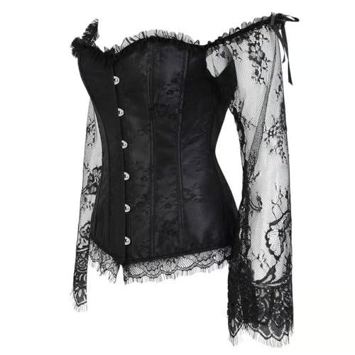 Image of Women's Lace up Gothic Jacquard Shoulder Straps Tank Overbust Shaper Corset Bustiers Top