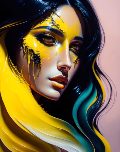Toile visage de femme eclaboussures pour habiller un mur vide