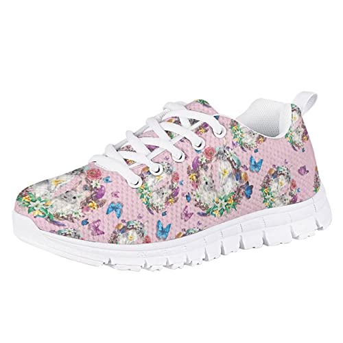 Girls Cute Mesh Athletic Sneakers Casual Print Lightweight Soft Running Tennis Shoes for Kids
