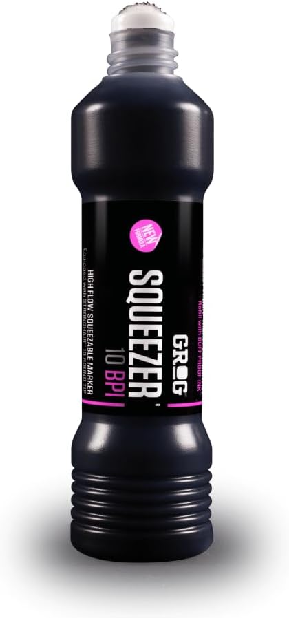Grog 10 Squeezer - 10mm Refillable Ink Marker Pen - Supplied By Graff-City (Death Black - BPI-01)