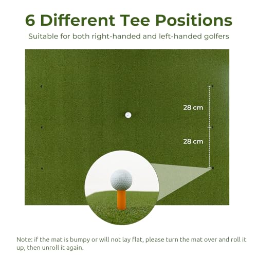 Miniatura 3 de Lifezeal Alfombrilla De Práctica De Golf, Alfombra De Tee De Golf Con 6 Posiciones De Tee, Alfombrilla Para Entrenamiento De Golf Deportivo Con 2 Tees Y Palos Direccionales De 90 Cm 152x117x2,5cm