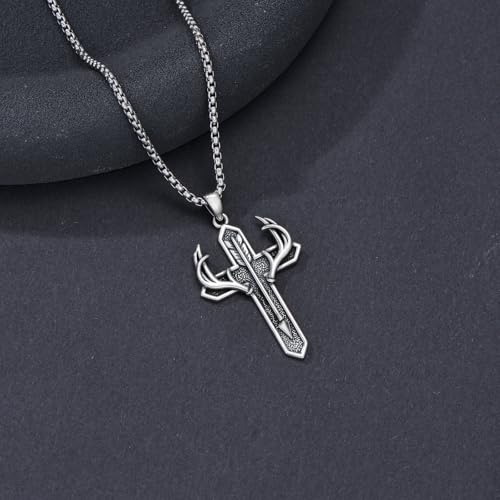 Cross Necklace for Men 925 Sterling Silver Three Nail Cross/Atheist/Anchor/Skull Pendant Christian Protect Jewelry Birthday Gifts for Husband4
