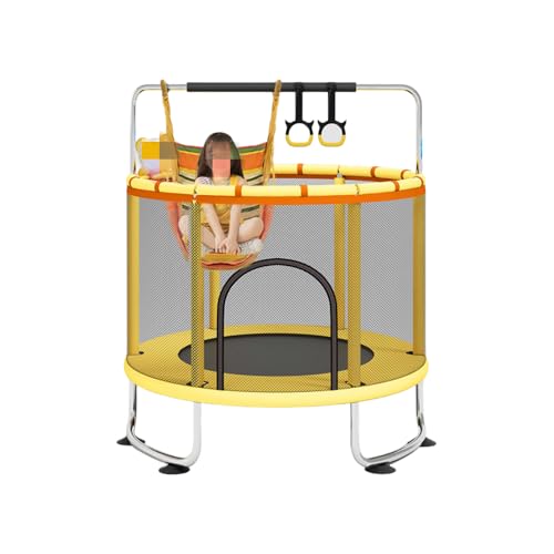 taefyiaszトランポリン 室内 子供用 【亜鉛メッキ鋼構造 静音設計 高弾力 耐荷重300KG 高さ調節可能】5 in 1 トランポリン サンドバッグ・ハンモック・鉄棒・バスケットボール・バスケットボールフープ付き 1?3人用 (直径1.4mの円形鉄